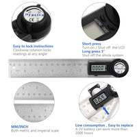 1 x RAW Customer Returns Preciva Protractor, Preciva Digital Angle Bevel with Locking Function, Measuring Range 000.0 999.9 , Stainless Steel Ruler for Woodworking, Home Work - 400 mm 14 Inches - RRP €16.85