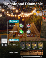 1 x RAW Customer Returns kolpop 2 Pack Outdoor String Lights 76FT 23M, Dimmable Timing LED String Lights with 30 3 LED Bulbs, Waterproof Outdoor Lights for Garden, Patio, Party - RRP €59.99