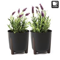 1 x RAW Customer Returns TULMERO matt flower pot, plant pot made of plastic planter, decorative pot for large and small plants, set of 2 flower pots, flower pots, herb pots, 2 pack black, 30 cm - RRP €34.27