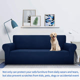 1 x RAW Customer Returns MAXIJIN Super Stretch Sofa Cover for 2 Seater Sofa, 1 Piece Seat Covers Jacquard Seat Covers Dog Sofa Cover Pet Friendly Fitted Loveseat Slipcover 2 Seater, Navy Blue  - RRP €36.99