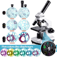 1 x RAW Customer Returns BEBANG 100X-2000X Microscope for Children Adults, Professional Biological Microscopes for Students School Laboratory Home - RRP €109.99