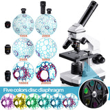 1 x RAW Customer Returns BEBANG 100X-2000X Microscope for Children Adults, Professional Biological Microscopes for Students School Laboratory Home - RRP €109.99