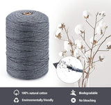 1 x RAW Customer Returns Macrame Yarn 3mm Grey, 300m Natural Cotton Yarn Macrame Cord for Macrame Wall Hangings, Tapestries, Hanging Baskets, Cotton Yarn Recyclable for DIY Crafts Knitting Plant Hanger Boho Decoration - RRP €15.65