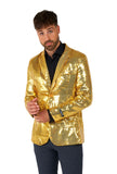 1 x RAW Customer Returns Suitmeister Men s Gold Party Blazer - Christmas, New Year s Eve Party Shiny Sequin Suit Jacket - Gold - RRP €39.95