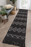 1 x RAW Customer Returns LINROMIA Carpet Runner Hallway 60x240 cm, Boho Black White Long Kitchen Runner Washable Cotton Carpet with Handwoven Tassels for Entrance Area Kitchen Living Room Bedroom Bathroom - RRP €36.99