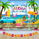 14 x Brand New HOWAF Aloha Background Banner for Hawaiian Party Decoration, Large Fabric Wall Garden Outdoor Banner for Tropical Summer Party Decoration, Photo Booth Background Banner for Beach Luau Tiki Party Decoration, 185 110cm - RRP €180.46