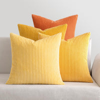 1 x RAW Customer Returns MIULEE Corduroy Cushion Cover Soft Cushion Cover Decorative Sofa Cushions Square Throw Pillows Modern Decorative Pillowcase Striped Pillowcases for Living Room Bedroom 4 Pieces 40 x 40 cm Orange - RRP €21.85