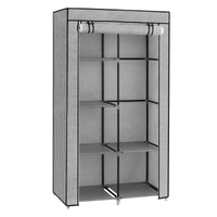 1 x RAW Customer Returns SONGMICS Wardrobe, 1 Clothes Rail, 6 Levels, Non-Woven Fabric, Metal Frame, 45 x 88 x 168 cm, for Bedroom, Hallway, Dressing Room, Grey with Herringbone Pattern, RYG084G22 - RRP €34.87