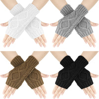 3 x Brand New Opopark 4 pairs of fingerless gloves, winter knitted arm gloves, long winter arm warmers, crochet mittens, soft arm warmer sleeves for women and girls - RRP €21.12