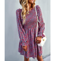 1 x RAW Customer Returns YNIQUE Women Dresses Casual Bohemian Long Sleeve Floral Short Mini Autumn Beach Swing Dress - RRP €41.47