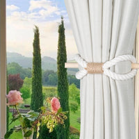 1 x RAW Customer Returns OCIOLI 4 Pack Boho Curtain Tiebacks Handmade Curtain Tiebacks with Wood Club Cotton Rope Tie Backs Curtain Tiebacks Curtain Tiebacks for Curtains Beige Cotton Rope, 4  - RRP €14.42