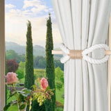 1 x RAW Customer Returns OCIOLI 4 Pack Boho Curtain Tiebacks Handmade Curtain Tiebacks with Wood Club Cotton Rope Tie Backs Curtain Tiebacks Curtain Tiebacks for Curtains Beige Cotton Rope, 4  - RRP €14.42