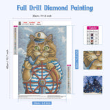 3 x Brand New RICUVED Cat Diamond Painting Kits, Captain Cat 5D Diamond Painting Kits for Adults Round Diamonds Animal Diamond Painting Kits Crystal Diamond Art Kits for Decoration 30x40cm - RRP €57.6