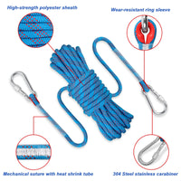 1 x RAW Customer Returns Bolatus 10mm safety rope 20 meters, nylon outdoor rescue rope high-strength rope with carabiner safety rope for emergency survival, fire rescue, load capacity 1500 KG blue  - RRP €28.49