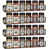 1 x RAW Customer Returns Vidor Metal Spice Rack - Set of 4 Kitchen Shelves Wall Hanging Self-Adhesive Spice Rack No Drilling Required for Kitchen Shelf, Cupboard Insert, Organizer, Bathroom Shelf, 35 x 8 x 5.3 cm, Black - RRP €22.18