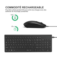 1 x RAW Customer Returns JOYACCESS Wireless Keyboard Mouse and Keypad Rechargeable Portable Silent 2400 DPI Mouse Compact Ergonomic Model for PC Laptop Computer AZERTY Black - RRP €20.4