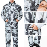 1 x RAW Customer Returns Ynport Crefreak Men s Women s Camouflage Hooded Waterproof Suit Grey, XXXL  - RRP €44.98