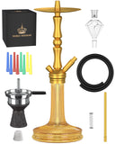 1 x RAW Customer Returns NOBLE HOOKAH 77cm Shisha Set Completely made of aluminum tube with 1 connection and complete shisha accessories - Shisha head, beautiful glass vase, molasses catcher, 1 hose and handle gold  - RRP €60.49