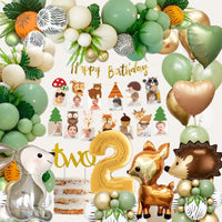 23 x Brand New 2nd Birthday Balloons, 2nd Birthday Boy, Green 2nd Birthday Decorations Girl, Jungle Animal Balloons, Happy Birthday Garland, 2nd Birthday Decorations Girl Boys - RRP €347.76