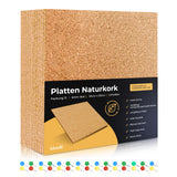 1 x RAW Customer Returns BIBODU Self-adhesive Cork Wall 12 Plates 30cm x 30cm 6mm Thickness Includes 30 Thumbtacks Cork for Office - Note Board - Decoration - Photos - RRP €42.99