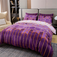 1 x RAW Customer Returns Shamdon Home Collection bed linen 220 x 240, geometric marble pattern duvet cover set and 2 pillowcases 80 x 80 cm, 3-piece soft fluffy bed linen set with zip, purple - RRP €29.23