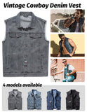 1 x RAW Customer Returns Harbrosrce Men s Sleeveless Denim Vest Retro Vintage Cotton Sleeveless Denim Jacket for Motorcycle Photography Outerwear - RRP €43.99