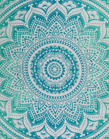 1 x RAW Customer Returns RAJRANG BRINGING RAJASTHAN TO YOU Large King Size Mandala Tapestry for Bedroom and Living Room Wall Hanging Ombre Tapestries Cotton Sea Green 90 x 108  - RRP €23.99