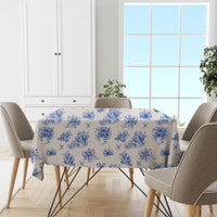 1 x Brand New STARUBY Dirt-repellent PVC table linen, 140 x 180 cm, waterproof wipeable tablecloth, waterproof plastic tablecloth for the kitchen, water-repellent, floral pattern in blue - RRP €20.4