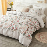 1 x RAW Customer Returns Freyamy floral bedding set 135x200cm 2-piece light grey colorful flowers leaves plants floral pattern reversible bed linen brushed microfiber soft duvet cover with zipper and pillowcase 80x80cm - RRP €27.19