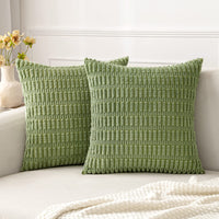 4 x Brand New MIULEE Set of 2 50 x 50 cm Corduroy Velvet Cushion Covers Modern Cushion Covers Decorative Sofa Cushions Decorative Cushion Soft Decorative Cushion Cover for Living Room Sofa Bedroom Boho Decor Green - RRP €73.96