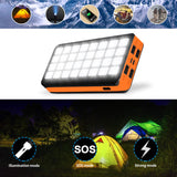 1 x RAW Customer Returns Solar Power Bank 30000mAh Portable Charger Battery Pack with 32 LEDs Flashlight 4 Output Ports 2 Input Ports Compatible with Smartphone Tablet Headphones for Camping Hiking Travel, USB - RRP €27.22