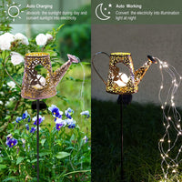 1 x RAW Customer Returns Solar watering can lights for garden, fairy lights for outdoor use, 1 piece garden decoration flower fairy figures waterproof solar powered elf metal LED stake path decoration for Christmas - RRP €26.21