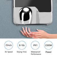 1 x RAW Customer Returns Modundry Professional Automatic Electric Hand Dryer, Wall Mounted, Stainless Steel Hand Dryer, Commercial and Household - RRP €165.99