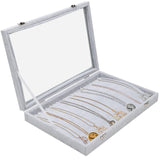 1 x RAW Customer Returns BELLE VOUS Jewelry Storage with 20 Hooks Lockable Glass Lid, Stackable Jewelry Storage Gray Velvet Jewelry Box for Necklaces, Bracelet Storage Jewelry Storage Earrings - RRP €24.99