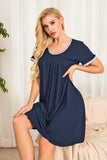 1 x RAW Customer Returns Ekouaer nightdress women s large sizes sleep shirt short sleeve sleepwear short loose big shirt crew neck sleep shirt, navy blue, XXL - RRP €23.93