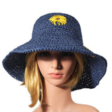 1 x RAW Customer Returns ZLYC Women s Sun Hat Foldable Summer Straw Hat Wide Brim Beach Hat UV Protection Outdoor Hat with Sunflower, Sunflower Navy, Size One size fits all - RRP €18.14