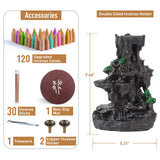 1 x RAW Customer Returns Ronlap Double Sided Mountain Waterfall Incense Burner, Resin River Tower Backflow Smoke Incense Fountain, with Upgraded 120 Incense Cones 30 Incense Sticks - RRP €20.83