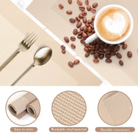 1 x RAW Customer Returns SueH Design Woven Placemats Set of 8 Vinyl Heat Resistant Placemats Anti-fouling and Washable 45 cm x 30 cm, Beige - RRP €20.99