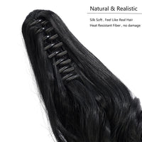 1 x RAW Customer Returns Cybelleza Hair Extensions Braid Hairpiece Clip in Ponytail Extensions Claw Ponytail Hair Extensions Cheap Like Real Hair Wavy Curly Synthetic Hair 12 Inches Black  - RRP €13.9