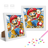 3 x Brand New NAIMOER Mario Diamond Painting Kits with Frame, Framed Diamond Painting for Kids Adults, 5D Cartoon Diamond Painting Adults Mosaic DIY Craft for Home Decor 8x8inch - RRP €61.2