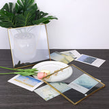 1 x RAW Customer Returns SUMNACON 2 Pack Golden Glass Hanging Artwork Display Photo Frame 20 20cm Photo Frame for Family Wedding Photo Geometric Ornament Plant Specimen Clip For Pressed Flowers Photos - RRP €26.21