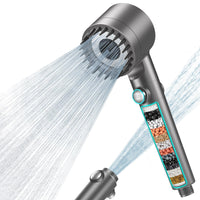 1 x RAW Customer Returns Shower head with filter MEKO high pressure hand shower with filtration in 15 layers 1.5M hose 3 jet types Economical shower head for removing hard water, residual chlorine, bacteria and heavy metals - RRP €35.99