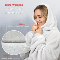 1 x RAW Customer Returns NorthHeat Heated Cuddle Hoodie Fluffy Sleeve Blanket Heated for Girlfriend, Mom and Dad for Christmas Cuddle Sweater Blanket Sweater Polyester Blend, Grey Heated  - RRP €78.44