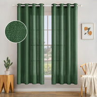 1 x RAW Customer Returns MIULEE Set of 2 Voile Curtains Sheer Linen Curtain with Eyelets Transparent Irregular Texture Curtain Translucent for Bedroom, Dark Green, 160 x 140cm HXW  - RRP €31.22