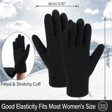 1 x RAW Customer Returns Bequemer Laden Women s Warm Winter Touchscreen Gloves, Thermal Winter Knitted Gloves, with Elastic Cuff, Black, One Size - RRP €24.0