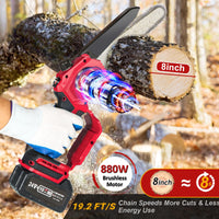 2 x RAW Customer Returns Mini Battery Chainsaw 8 Inch Brushless Cordless Electric Chainsaw with 2 4.0Ah Batteries, 880W Small Hand Chainsaw with Oiler for Wood Cutting, Pruning Garden,Red - RRP €211.96