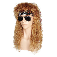 1 x RAW Customer Returns Wig 80s mullet for men and women carnival wigs blonde mix brown curls hippie rocker 70s heavy metal costume mullet theme party Halloween wig DE058C - RRP €22.18