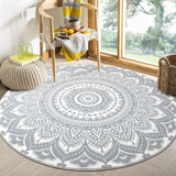 1 x RAW Customer Returns Capslpad Bohemian Round Rugs 135cm Large Non-Slip Living Room Carpet Washable Fluffy Bedroom Rug Soft Floor Mat Carpets for Children s Room, Living Room, Bathroom Decor, Gray - RRP €35.28