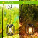 1 x RAW Customer Returns BUCASA Solar Lamps for Outdoor Hanging, 2 Pack Metal Solar Lanterns for Outdoors with Large LED Bulb, IP65 Waterproof Solar Lights Garden Decoration with Hook and Chain for Patio Lawn Balcony Yard - RRP €29.23