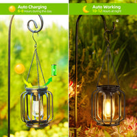 1 x RAW Customer Returns BUCASA Garden Solar Lamps for Outdoor Hanging, 2 Pack Solar Lanterns for Outdoors with Large LED Bulb, IP65 Waterproof Metal Solar Lights for Outdoor Patio Lawn Balcony Yard Garden Decoration - RRP €29.99